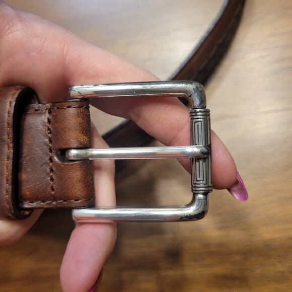 VTG 90s Brighton Two‑Tone Brown Leather Western Braided Belt Sz 38 – EUC - Picture 8 of 11